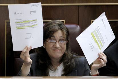 Soraya Rodríguez, durante la sesión de control al Ejecutivo.