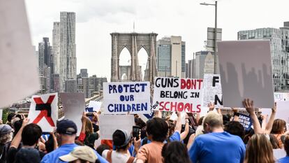 Protesta de Marcha por Nuestras Vidas, el grupo procontrol de armas, en Nueva York.