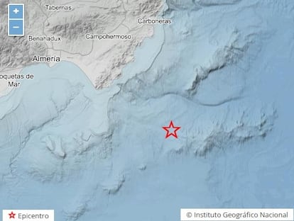 Terremoto de 5,5 de magnitud registrado por el Instituto Geográfico Nacional (IGN) en la costa de Almería
