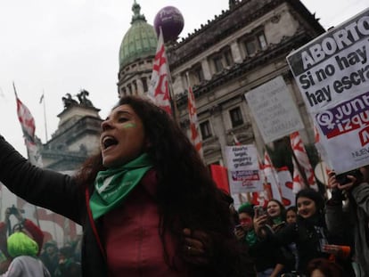 Manifestación a favor de la despenalización del aborto en Argentina, en septiembre de 2019.