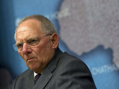 El ministro Wolfgang Schäuble, en la conferencia que pronunció ayer en Londres.