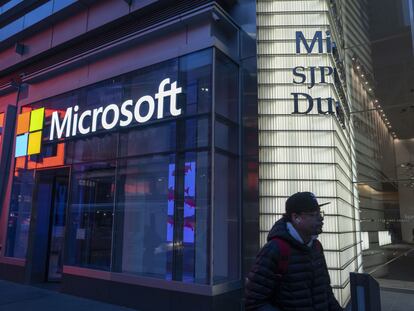 La entrada de una oficina de Microsoft en Nueva York.