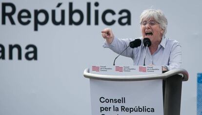 Clara Ponsatí en el acto independentista celebrado el pasado 29 de febrero en Perpiñán.