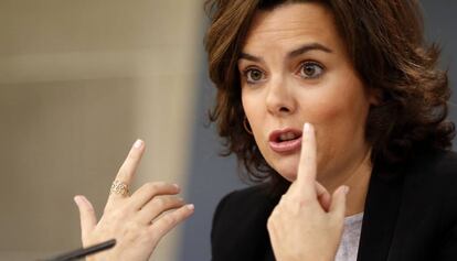 Soraya Saez de Santamaria, este viernes tras el consejo de ministros