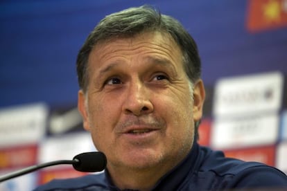 Martino, en la rueda de prensa previa al Atético.