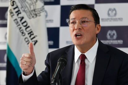 El registrador nacional, Hernán Penagos, durante una conferencia de prensa de la Registraduría Nacional del Estado Civil, este martes.