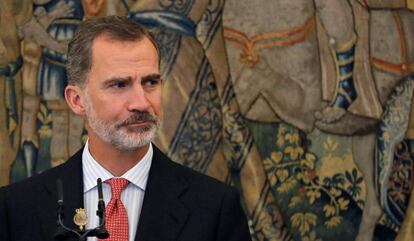 El rey Felipe VI, durante un acto en Aranjuez, este miércoles.