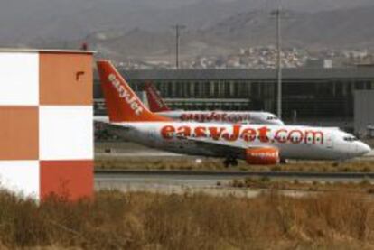 Aviones de Easyjet en el aeropuerto de M&aacute;laga.