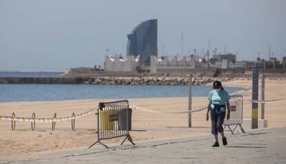 Una platja de Barcelona aquest dijous al matí.