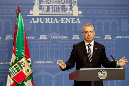 El lehendakari, Iñigo Urkullu, comparece este jueves en Vitoria tras la reunión del Consejo de Gobierno para anunciar la fecha de las elecciones autonómicas.