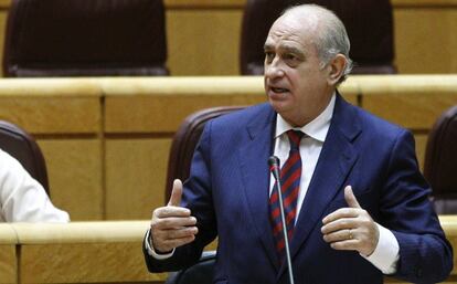 El ministro del Interior, Jorge Fernández, este martes en el Senado