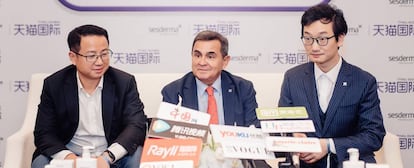 El presidente de Sesderma, Gabriel Serrano, durante la presentación de la firma en China.