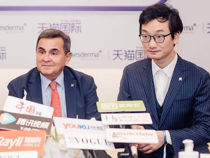 El presidente de Sesderma, Gabriel Serrano, durante la presentación de la firma en China.