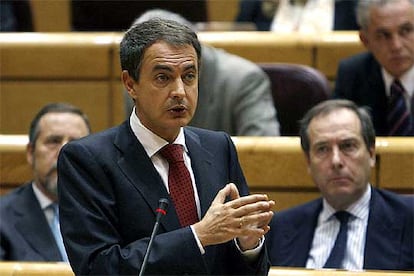 Zapatero, durante su intervención en el Senado.