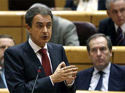 Zapatero, durante su intervención en el Senado.