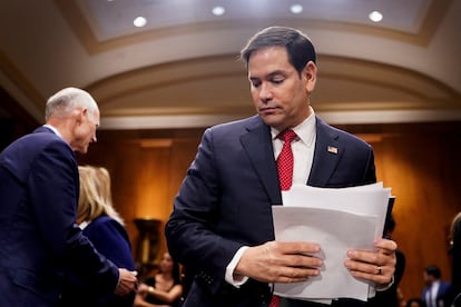 Marco Rubio durante su audiencia de confirmación, este miércoles en Washington.