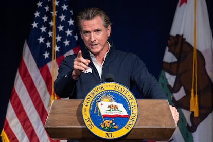 Governor Gavin Newsom speaks in Sacramento, California, Jan. 10, 2023.