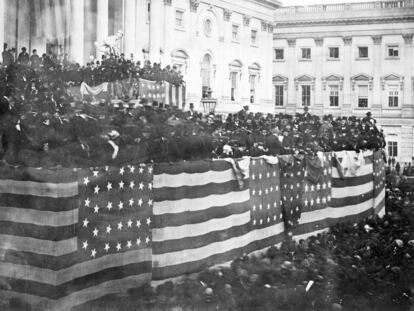 Acto de inauguración de la presidencia de Rutherford B. Hayes, en Washington en 1877.