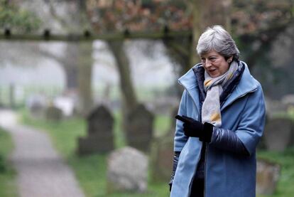 Theresa May, este domingo en Londres a la salida de un servicio religioso.