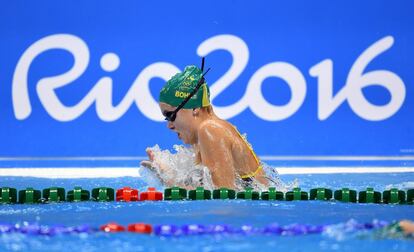 La nadadora australiana Georgia Bohl durante la primera sesión de entrenamiento en el Estadio Acuático de Río de Janeiro, en Brasil.