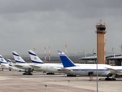 Aviones aparcados en el aeropuerto de Ben Gurion, en Tel Aviv.