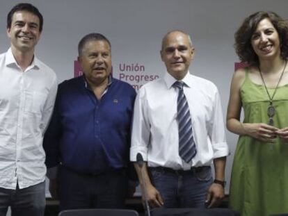 Andr&eacute;s Herzog, Juli&aacute;n Dom&iacute;nguez, Jos&eacute; Antonio Rueda e Irene Lozano, los cuatro candidatos a dirigir UPyD. 