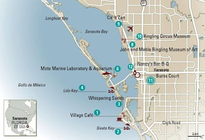 Mapa de Sarasota, Florida (EE UU).