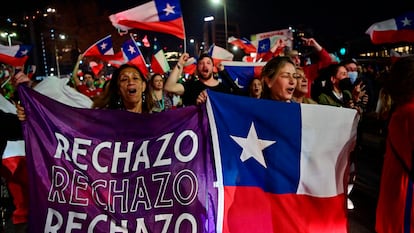 Partidarios del Rechazo en Santiago, Chile, el pasado 4 de septiembre.