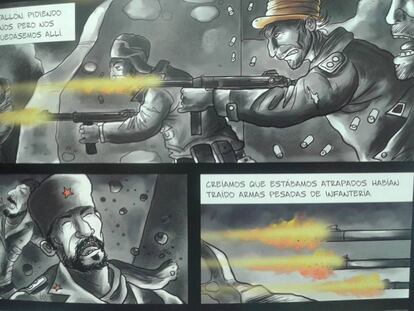 Viñetas de la versión en comic de 'Los panzers de la muerte'.