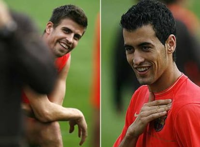 Gerar Piqué, a la izquierda, y Sergio Busquets.