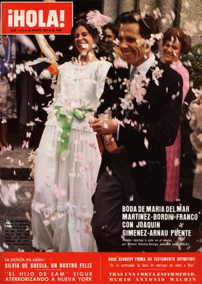 Porta de la revista '¡Hola!' de la boda de Jimmy Giménez-Arnau y Merry Martínez-Bordiú, en 1977.