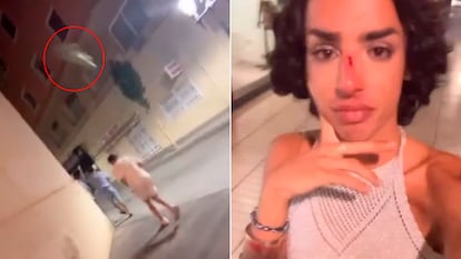 Captura del vídeo subido por el joven agredido a Instagram donde se ve cómo le lanzan una botella.