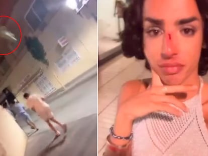 Captura del vídeo subido por el joven agredido a Instagram donde se ve cómo le lanzan una botella.