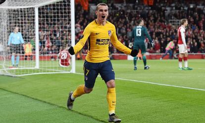 Griezmann. tras marcar en el partido de este jueves ante el Arsenal.