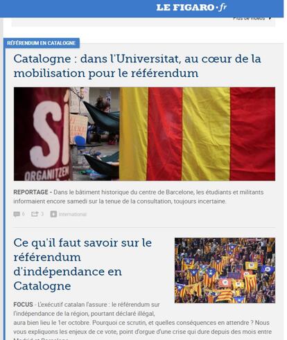 En el francés 'Le Figaro', el referéndum abre la sección Internacional. "En la Universidad, el corazón de la movilización para el referéndum".