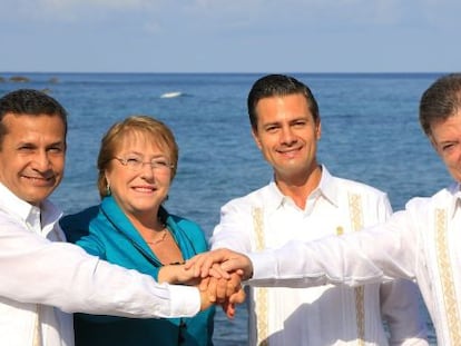 Humala, Bachelet, Pe&ntilde;a Nieto y Santos, en Nayarit (M&eacute;xico).