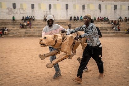 Tras visitar República Democrática del Congo y Nigeria, ‘The Herds’ aterrizó en Senegal a principios de mayo con cuatro espectáculos públicos que recorrieron distintos barrios de la capital: Medina, Ngor, Ouakam y Guediawaye. “Colaboramos con colectivos artísticos diferentes, con escuelas de diseño, de teatro y de ‘performance’ para crear el proyecto y adaptarlo a cada localidad”, añade Amir Nizar Zuabi. “En Dakar hemos colaborado con más de 80 artistas locales en la creación de las marionetas gigantes con el fin de concienciar a la población sobre la necesidad de actuar ante el colapso climático”, remata.