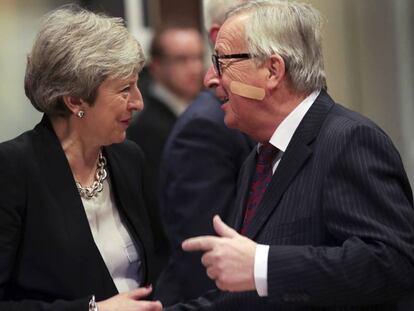 Juncker y May, este jueves antes de reunirse en Bruselas.	