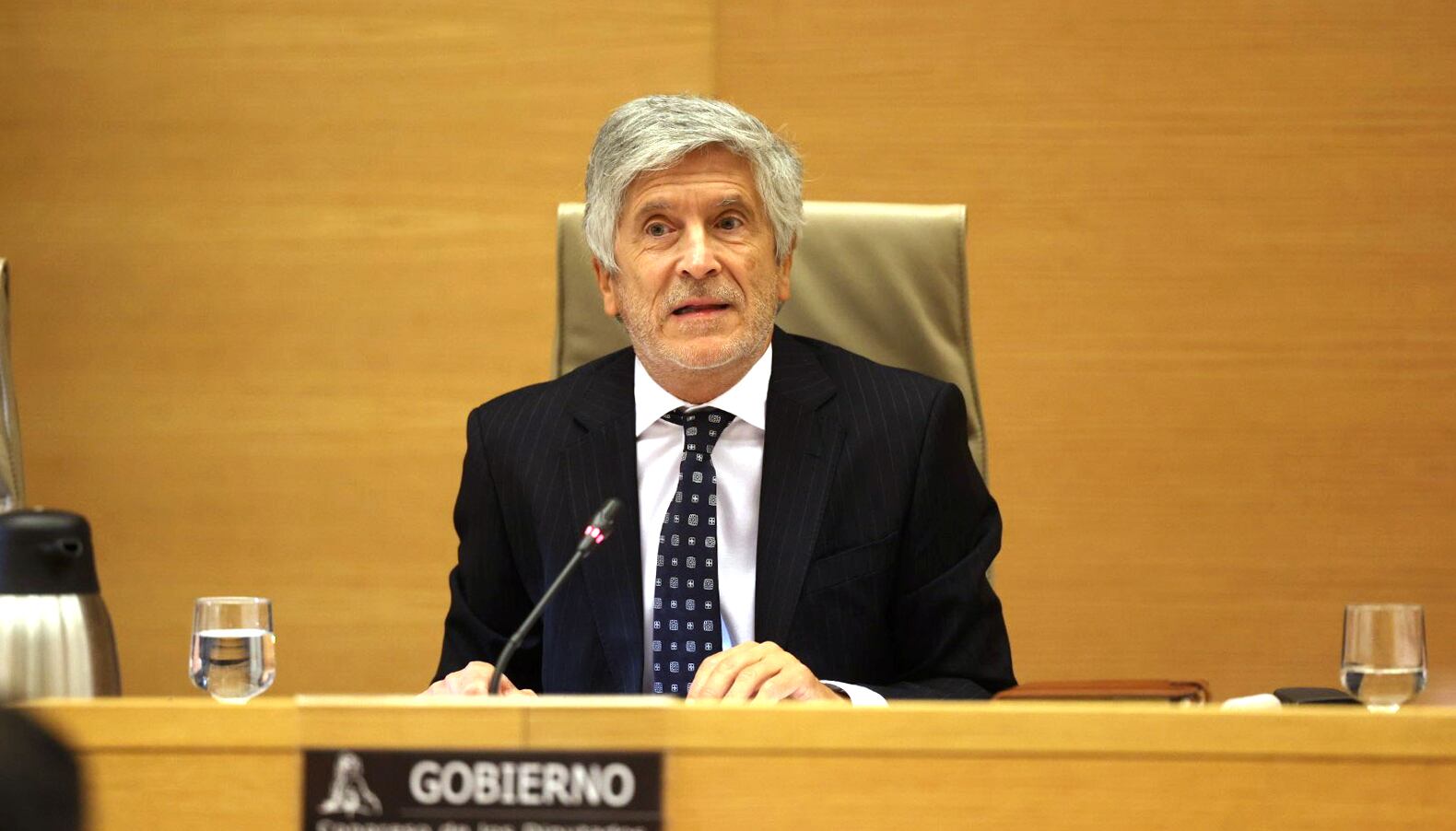 El ministro del Interior, Fernando Grande-Marlaska, durante su comparecencia de este viernes en el Congreso.