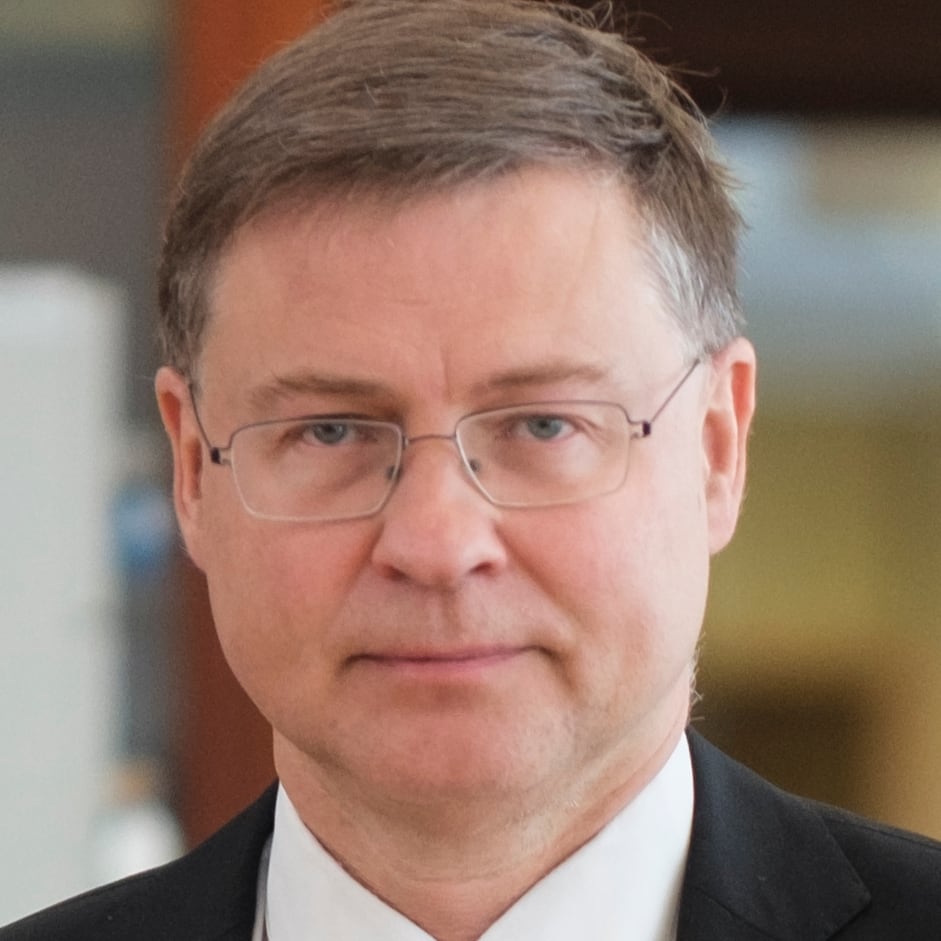 BRUSSELS, BELGIUM - JULY 24: EU Commissioner for An Economy That Works for People - Executive Vice President Valdis Dombrovskis arrives for the weekly meeting of the EU Commission in the Berlaymont, the EU Commission headquartert on July 24, 2024 in Ixelles, Belgium. The European Commission is one of the main institutions of the European Union, its executive body and promoter of the legislative process. (Photo by Thierry Monasse/Getty Images)