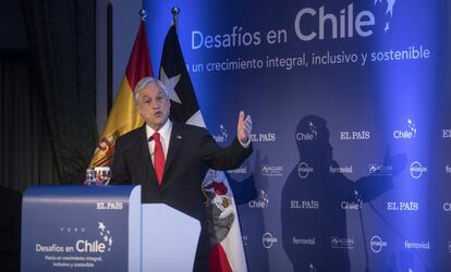 El presidente de Chile, Sebastián Piñera, durante su intervención en el Foro 'Desafios en Chile'.