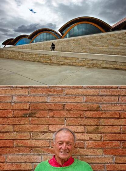 Arriba, cubierta de las bodegas Protos, en Peñafiel (Valladolid), de Richard Rogers. Abajo, el arquitecto fotografiado en CaixaForum de Barcelona, el pasado marzo.