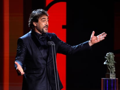 Javier Bardem, con el Goya a Mejor actor protagonista por 'El buen patrón'.