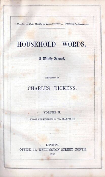 Portada de un ejemplar del semanario 'Household Words', publicado por Dickens