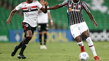 São Paulo e Fluminense se enfrentam pelo Brasileirão, ambos os times patrocinados por casas de aposta.