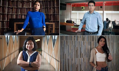 Pet, Kath, Kaona y Mimi cuatro trabajadores transexuales que han sufrido discriminación laboral en Tailandia.