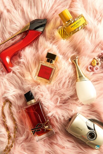 Very Good Girl de CAROLINA HERRERA, Dear Polly de VILHELM PARFUMERIE VILHELM PARFUMERIE (en Abanuc.com), J’adore Parfum d’eau de DIOR, Libre Le Parfum de YVES SAINT LAURENT y el favorito deTikTok, Baccarat Rouge 540 de MAISON FRANCIS KURKDJIAN (a la venta en Isolée).