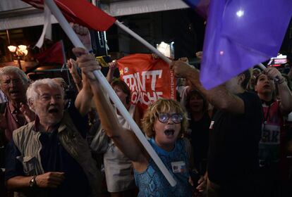Seguidores de Syriza celebran la vicitoria.