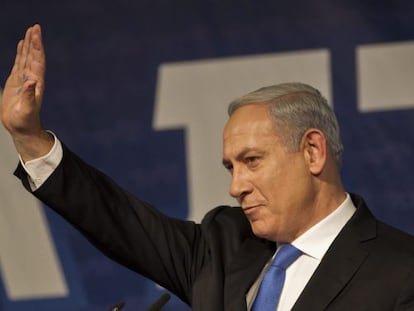 Benjamin Netanyahu, hoy en un mitin del Likud.