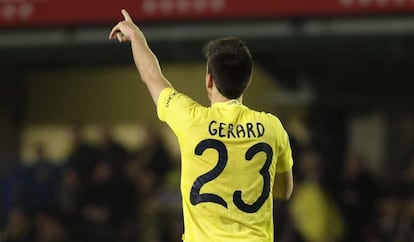 Gerard Moreno celebra el gol contra el Celta.